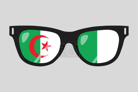 Sonnenbrille mit algerischer Flagge, Sonnenbrille mit algerischer Flagge, Flagge der Vereinigten Staaten von Amerika Design Vector Illustration
