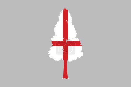Drapeau d'Angleterre et forme d'arbre d'Angleterre, Le drapeau d'Angleterre, Illustration vectorielle du drapeau national d'Angleterre, Drapeaux croisés d'Angleterre, Couleur standard