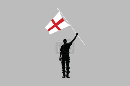 Un homme tenant un drapeau d'Angleterre, Le drapeau d'Angleterre, Illustration vectorielle du drapeau national d'Angleterre, Drapeaux croisés d'Angleterre, Couleur standard