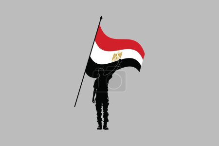 A Man with Egypt flag, National Egypt flag Vector illustration, Flag of the Arab Republic of Egypt, Illustration Flag of Egypt, Symbol of patriotism and freedom, Egyptian sign, Africa