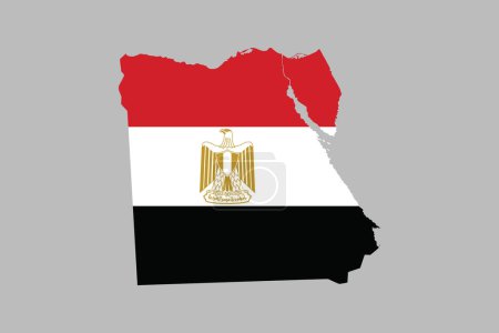 Map of the Egypt with the national flag of Egypt, National Egypt flag Vector illustration, Flag of the Arab Republic of Egypt, Illustration Flag of Egypt, Symbol of patriotism and freedom, Egyptian sign, Africa