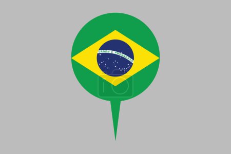 Ilustración de Bandera de Brasil con letrero de ubicación, Bandera Nacional de Brasil, EPS Vector Illustration, Bandera de la República Federativa de Brasil, Ilustración de la bandera de Brasil - Imagen libre de derechos