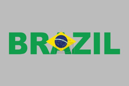 Ilustración de Palabra de Brasil con forma de corazón de Barzil, bandera de Brasil sobre ilustración de vector de fondo verde, vector de bandera brasileña, gráfico de bandera nacional brasileña - Imagen libre de derechos