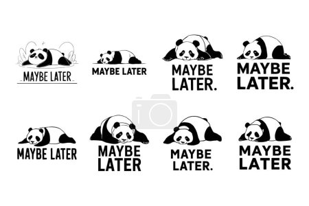 Illustration for Maybe Later Panda T-Shirt designs set - Royalty Free Image