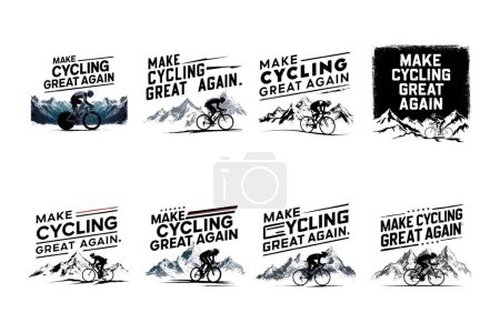 Téléchargez les illustrations : Faire du vélo grand à nouveau T-Shirt designs ensemble - en licence libre de droit