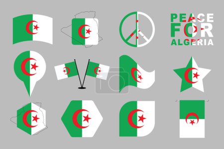 Flagge von Algerien Set, originelle und einfache algerische Flagge Bündel, Vektorillustration der algerischen Flagge Kollektion