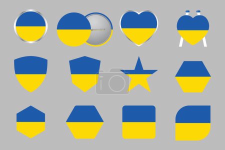 Pavillon de l'Ukraine Set, original et simple Pavillon de l'Ukraine Bundle, illustration vectorielle de la collection de drapeau de l'Ukraine