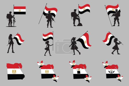 Flagge von Ägypten Set, originale und einfache ägyptische Flagge Bündel, Vektorillustration der ägyptischen Flagge Kollektion