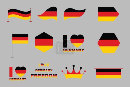 Flag of Germany Set, original and simple Germany flag Bundle, vector illustration of Germany flag Collection