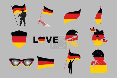 Bandera de Alemania Conjunto, original y sencillo Paquete de bandera de Alemania, vector de ilustración de la colección de bandera de Alemania