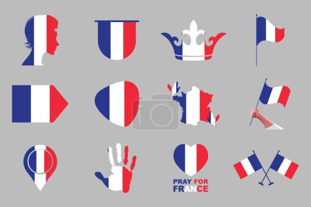 Frankreich-Flagge Set, original und einfach Frankreich-Flagge Bündel, Vektorillustration der Frankreich-Flagge Kollektion