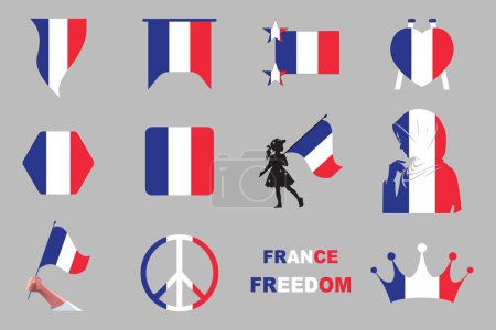 Frankreich-Flagge Set, original und einfach Frankreich-Flagge Bündel, Vektorillustration der Frankreich-Flagge Kollektion