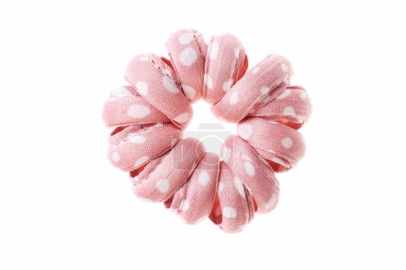 Pink hair elastic with pattern isolated on white background.