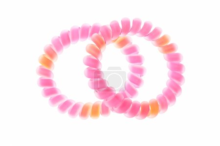 Pink spring hair elastic isolated on white background.