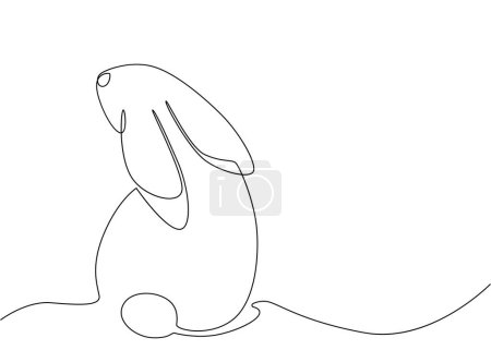 Ilustración de El Conejo de Pascua se dibuja con una sola línea continua. Elegante ilustración minimalista de conejo de moda. - Imagen libre de derechos