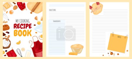 Baking cookbook template. Recipe book with blank pages.
