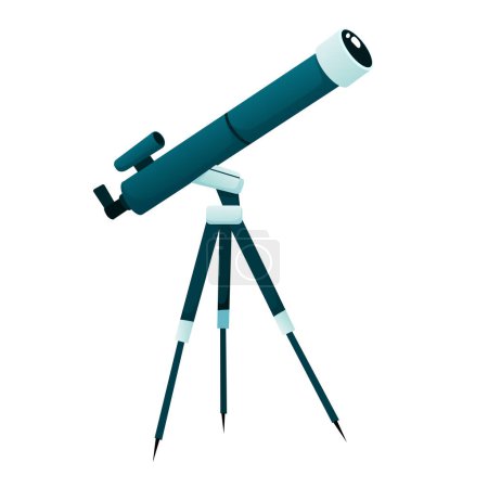 Optische Sepace-Teleskope auf Stativ und Stativ, einem großen Beobachtungsteleskop. Illustration astronomischer Instrumente.