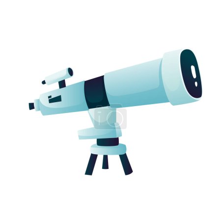 Telescopios ópticos espaciales en un soporte y trípode, una gran observación, telescopio. Ilustración de instrumentos astronómicos.