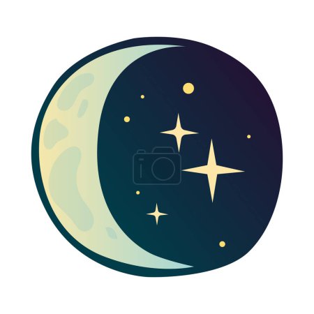 Space lunar eclipse and solar eclipse. Cute illustrations in flat style