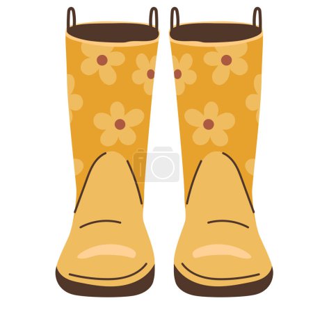 Illustration for Gardening rubber boots, accessories for working in the garden, hand drawn - Royalty Free Image