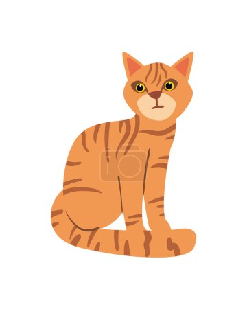 Illustration for Flat tabby cat over white - Royalty Free Image