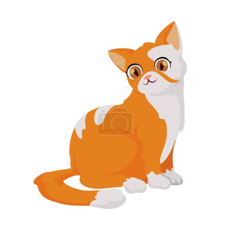 Illustration for Cute cat illustration over white - Royalty Free Image