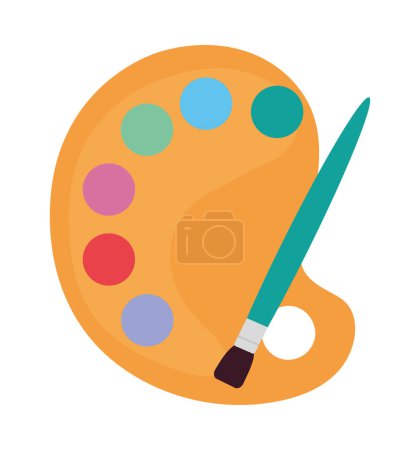 Illustration for Paint palette and brush on white background - Royalty Free Image