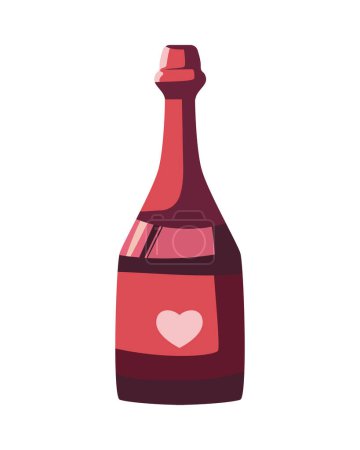 Téléchargez les illustrations : Icône de bouteille de vin rose plat - en licence libre de droit