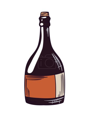 Téléchargez les illustrations : Conception de bouteille de vin plat sur blanc - en licence libre de droit
