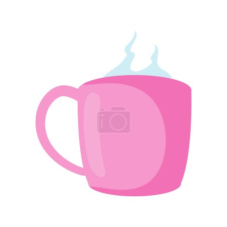 Ilustración de Pink coffee cup over white - Imagen libre de derechos