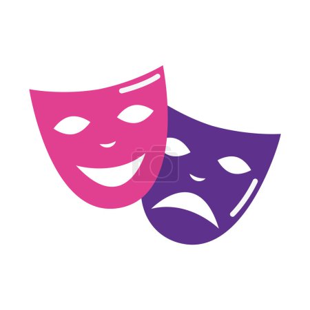 Ilustración de Máscaras de teatro icono sobre fondo blanco - Imagen libre de derechos