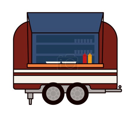 Illustration for Fast food food truck trailer icon - Royalty Free Image