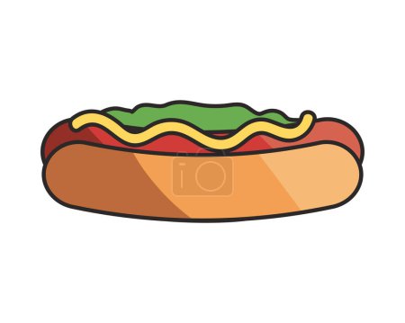 Téléchargez les illustrations : Hot dog classique plat sur blanc - en licence libre de droit