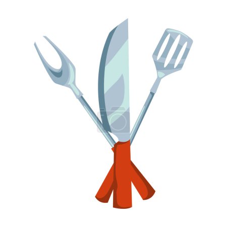 Téléchargez les illustrations : Grill utensils design over white - en licence libre de droit