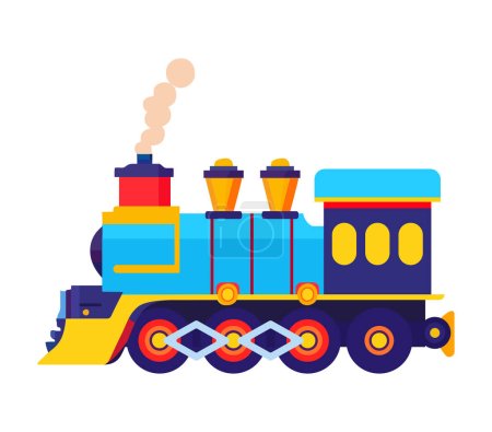 Téléchargez les illustrations : Bleu train enfant jouet icône - en licence libre de droit