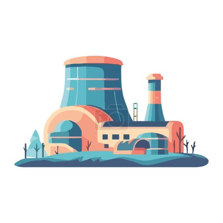Illustration for Industry pollution harms nature backdrop and air isolated - Royalty Free Image