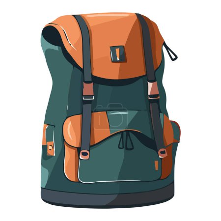Illustration for Hiking green backpack symbolizes adventure isolated - Royalty Free Image