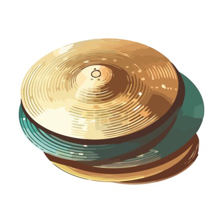 Téléchargez les illustrations : Pile de cymbales à tambour instruments isolés - en licence libre de droit