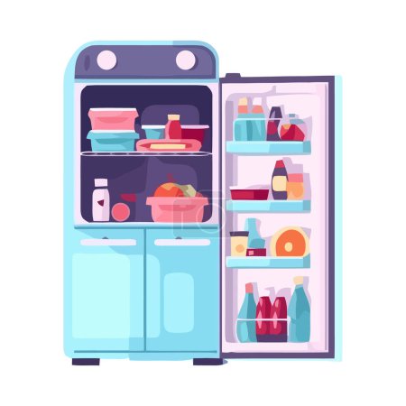 Téléchargez les illustrations : Appareil de cuisine moderne réfrigérateur, refroidisseur isolé - en licence libre de droit