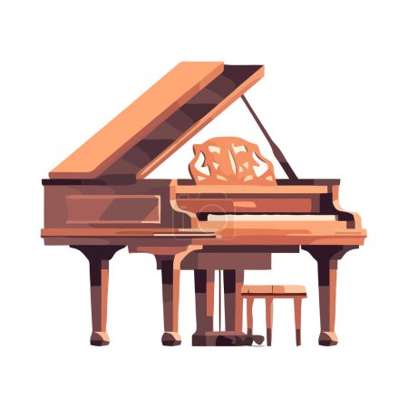 Téléchargez les illustrations : Majestueux piano à queue antique doré isolé - en licence libre de droit