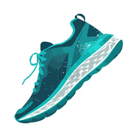 Illustration for Athlete wearing green sports shoes jogging outdoors isolated - Royalty Free Image