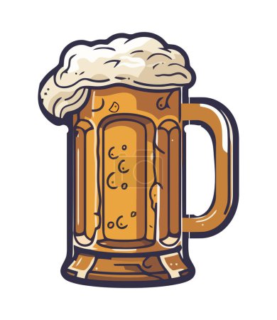 Illustration for Frothy beer in gold glass, perfect celebration isolated - Royalty Free Image