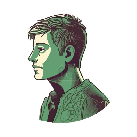 Illustration for Smiling young adult man profile isolated - Royalty Free Image