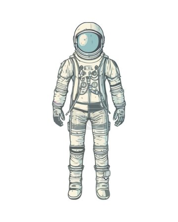 Téléchargez les illustrations : Futuriste astronaute cyborg en combinaison spatiale isolé - en licence libre de droit