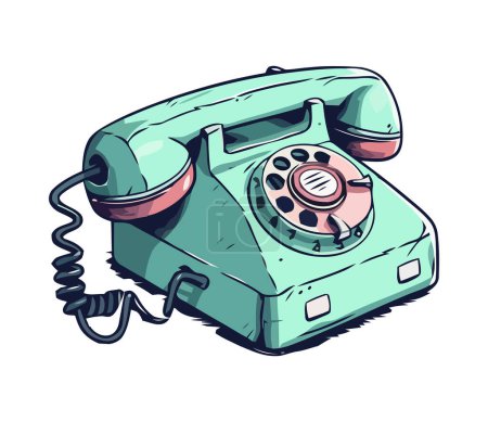 Ilustración de Hablando de negocios utilizando viejo símbolo de teléfono giratorio aislado - Imagen libre de derechos