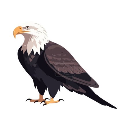 Ilustración de Águila calva se eleva, símbolo de la libertad, en la naturaleza majestuoso abrazo icono aislado - Imagen libre de derechos