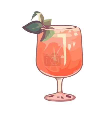 Illustration for Cocktail with fresh fruit garnish icon isolated - Royalty Free Image