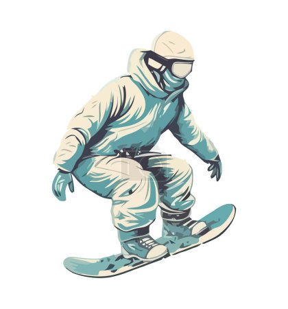 Téléchargez les illustrations : Une personne snowboard avec la vitesse et l'icône amusante isolé - en licence libre de droit