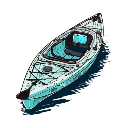 Illustration for Plastic kayak with paddle, isolated on white background icon - Royalty Free Image