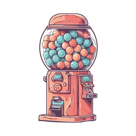 Téléchargez les illustrations : Bonbons machine verre icône conception isolé vecteur - en licence libre de droit
